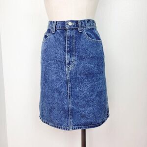Vintage 80s Bonjour Acid Wash Denim Mini Skirt